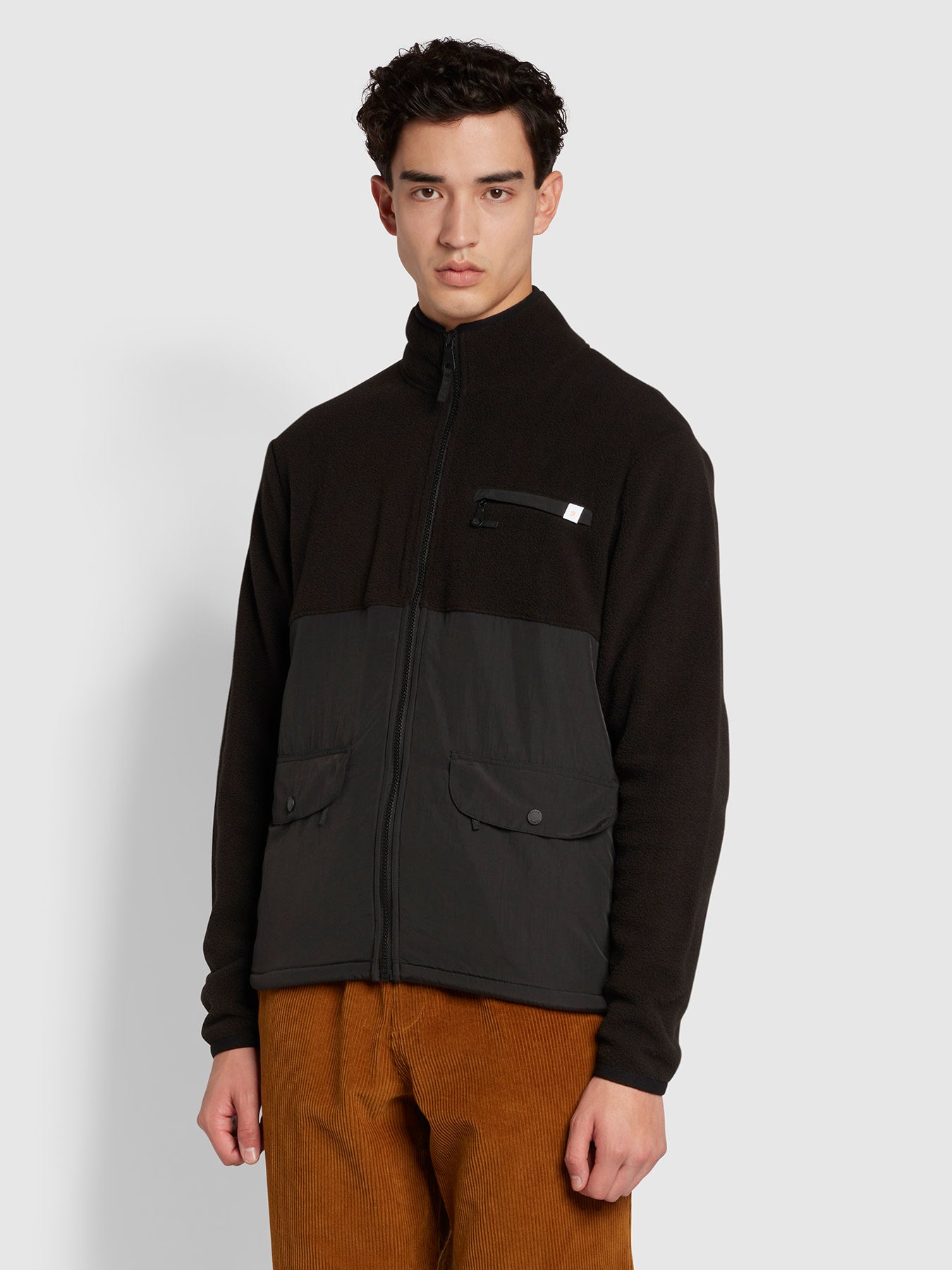 Farah Courchevel Regular Fit Fleece Pocket Sweatshirt In Black