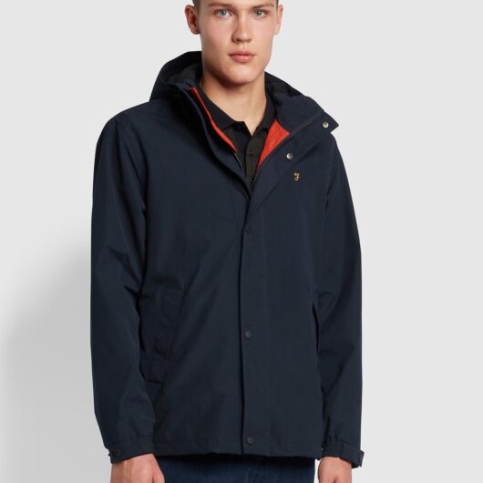 Farah Jones Regular Fit Fleece Lined Coat In Blue