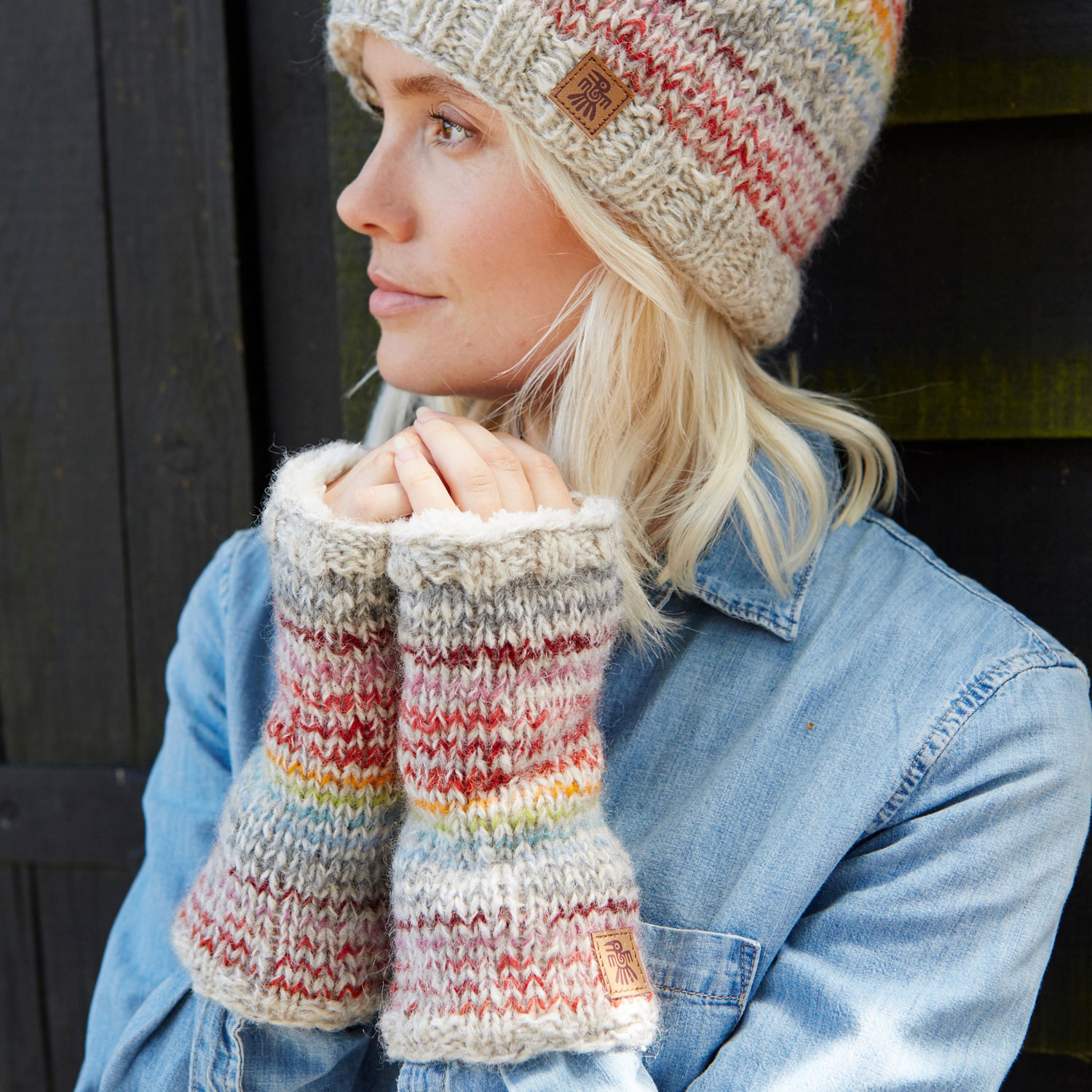 Rainbow Knitted Hand Warmers