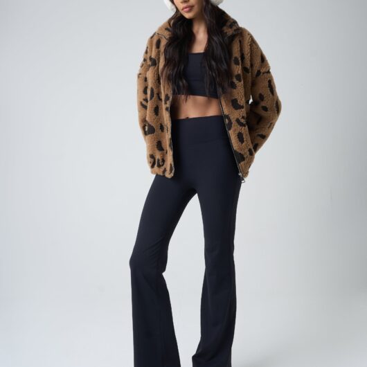 Zip Up Fleece Jacket Leopard