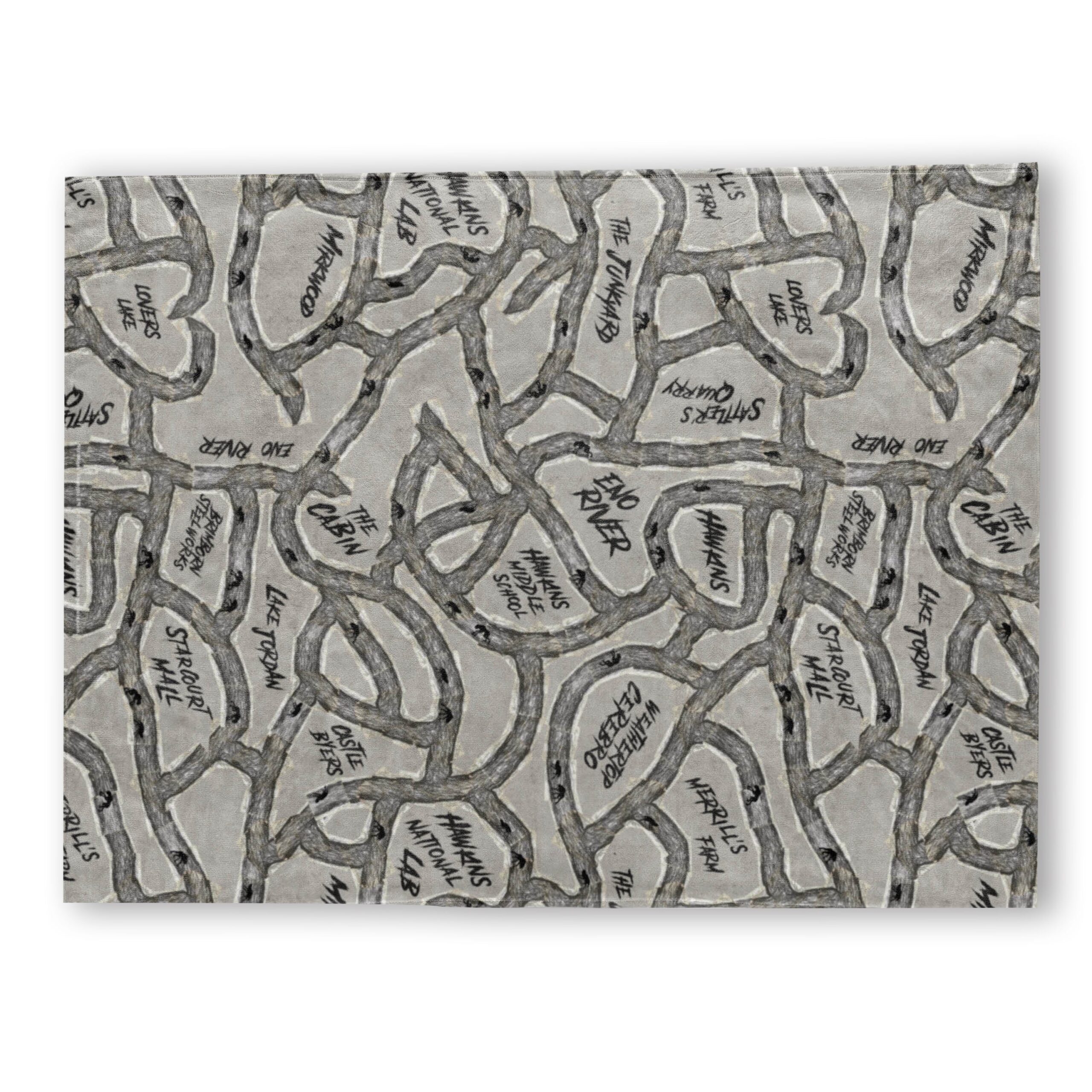 Stranger Things Hawkins Tunnel Map Fleece Blanket - M