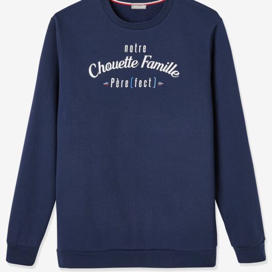 notre Chouette Famille Sweatshirt for Men, Capsule Collection by Vertbaudet blue dark solid