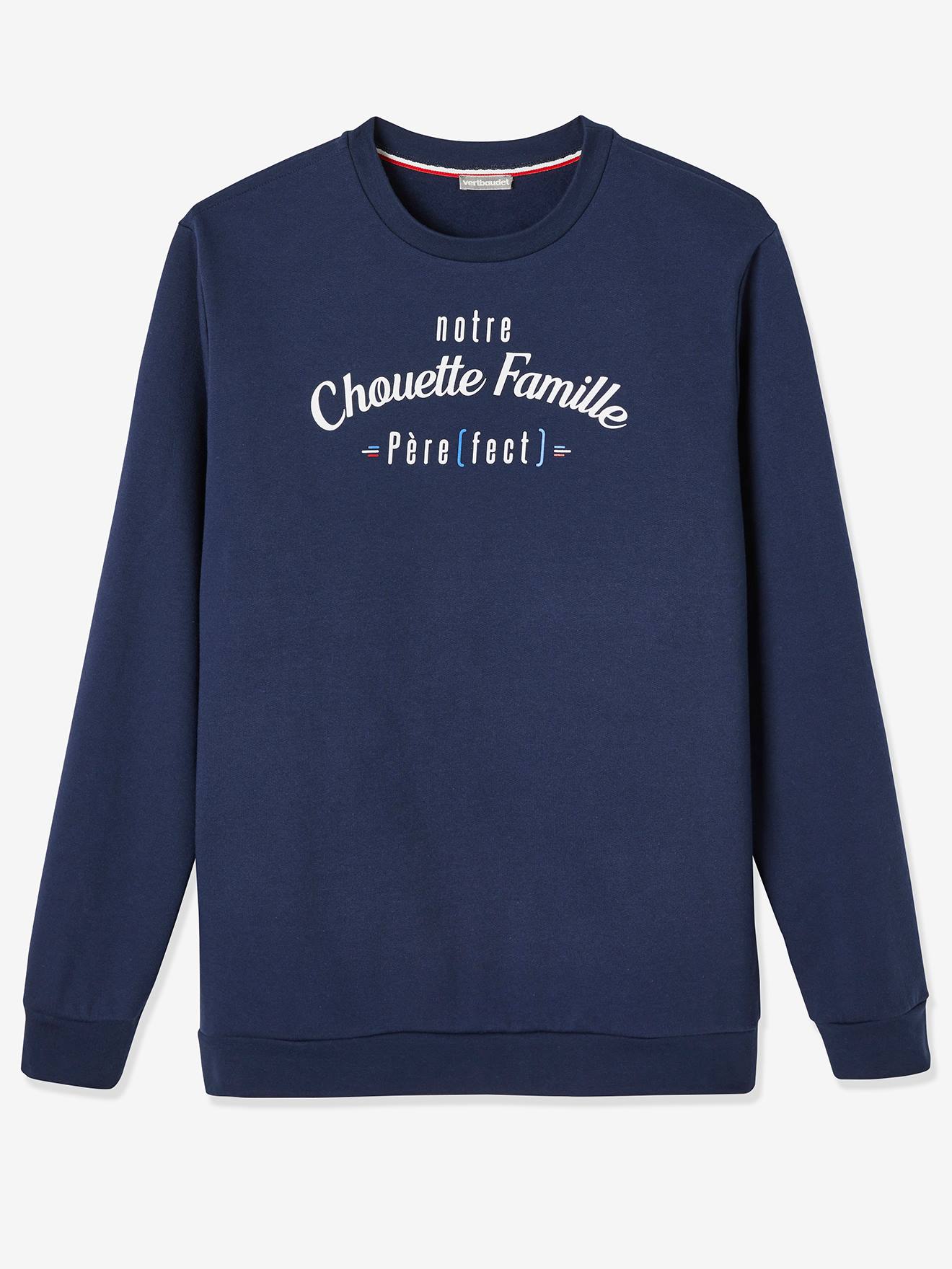 notre Chouette Famille Sweatshirt for Men, Capsule Collection by Vertbaudet blue dark solid