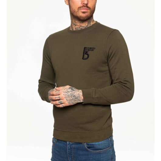 BBH Mens Plain Sweatshirt Crew Neck Jersey Fleece | Bound By Honour - Khaki / S
