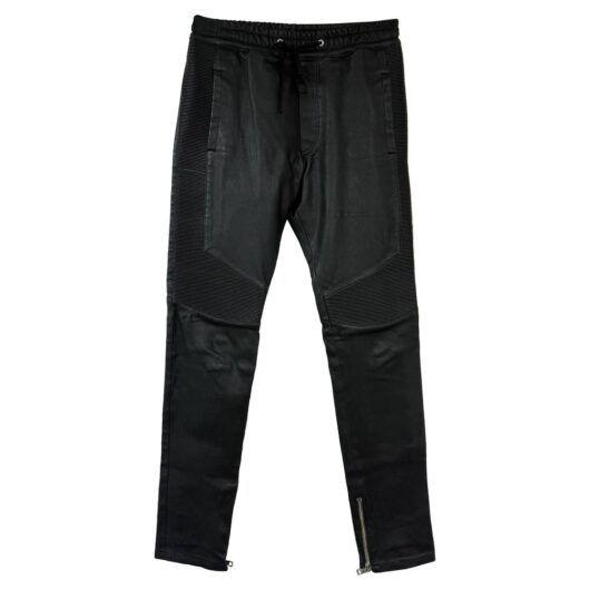 Balmain Women's Preloved Drawstring Trousers in Black Leather | Size: Small