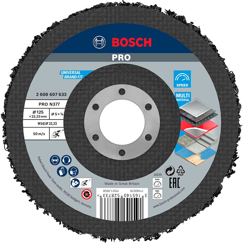 Bosch PRO N377 Surface Cleaning Fleece Strip Disc 125mm Pack of 1