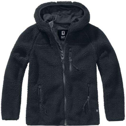Brandit Fleece Jacket - Ladies' Hooded Fleece Jacket - XXL to 3XL - for Women - black
