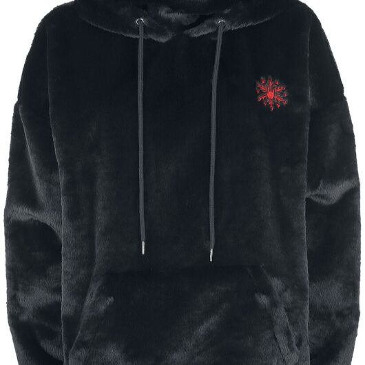 EMP Special Collection Hoodie - Fleece Hoodie with Metal Horns embroidery - S to M - for Women - black