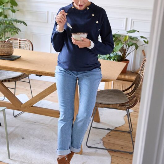 Fleece Sweatshirt, Maternity & Nursing Special navy blue