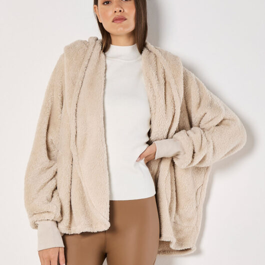Fleece Waterfall Hooded Cardigan