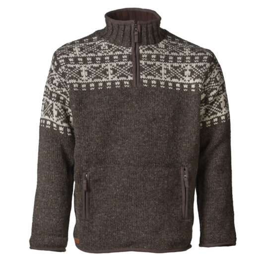 Mens New England Half Zip Jumper - Bark