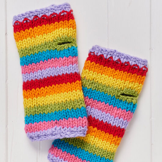 Rainbow Stripe Knitted Handwarmers