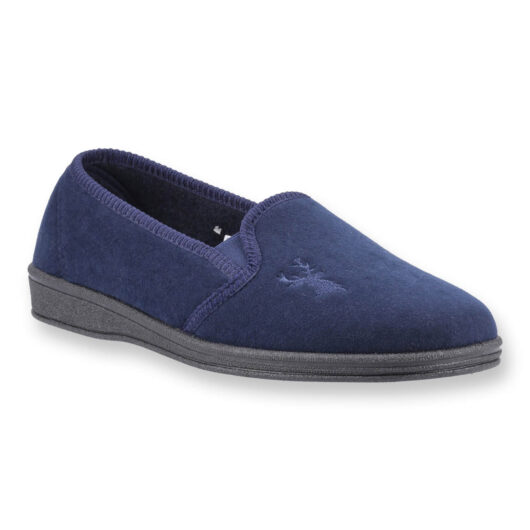 Uk 10 Stag Slippers Navy