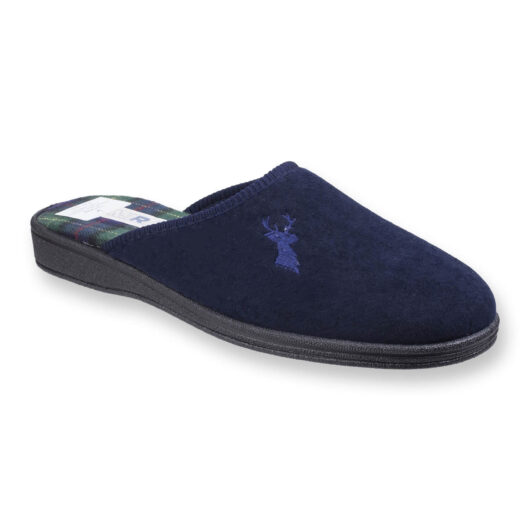 Uk 11 Buck Mule Slippers Navy