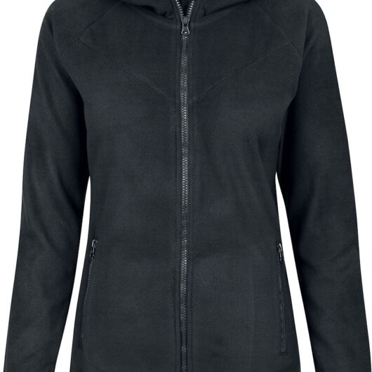 Urban Classics Hoodie Jacket - Ladies Polar Fleece Zip Hoodie - XS to S - for Women - black