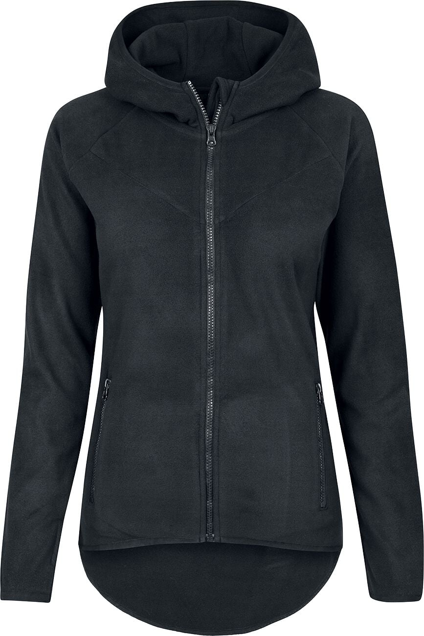 Urban Classics Hoodie Jacket - Ladies Polar Fleece Zip Hoodie - XS to S - for Women - black