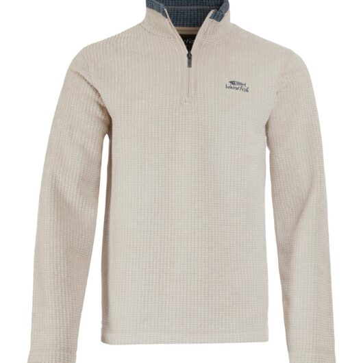 Weird Fish Newark 1/4 Zip Grid Fleece Ecru Size L